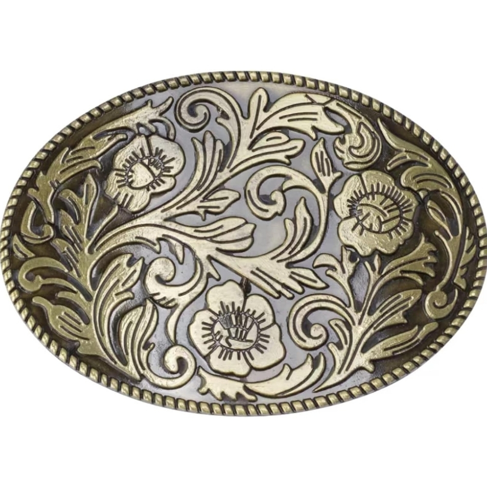 Beautiful detailed flower scroll belt buckle